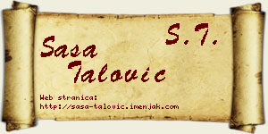 Saša Talović vizit kartica